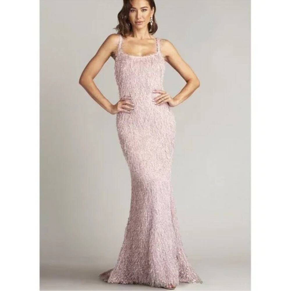 Tadashi Shoji Pip Eyelash Spaghetti Strap Gown - Mauve - XS - New with tags
